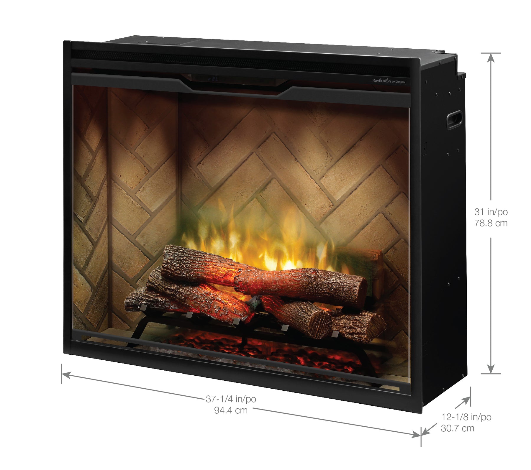 Dimplex Revillusion® 36" Portrait Built-in Electric Firebox - Herringbone, with Glass Pane and Plug Kit included