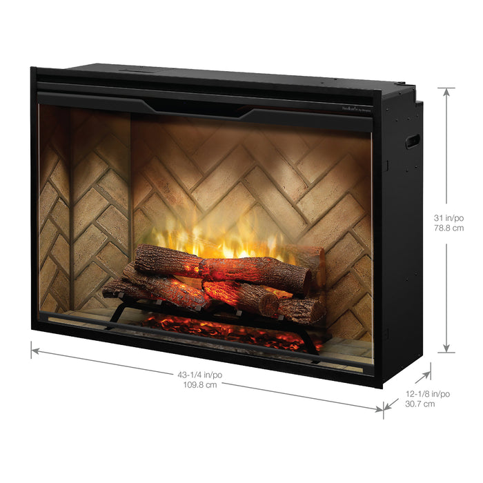 Dimplex Revillusion® 42" Built-in Electric Firebox -Herringbone, with Glass Pane and Plug Kit included